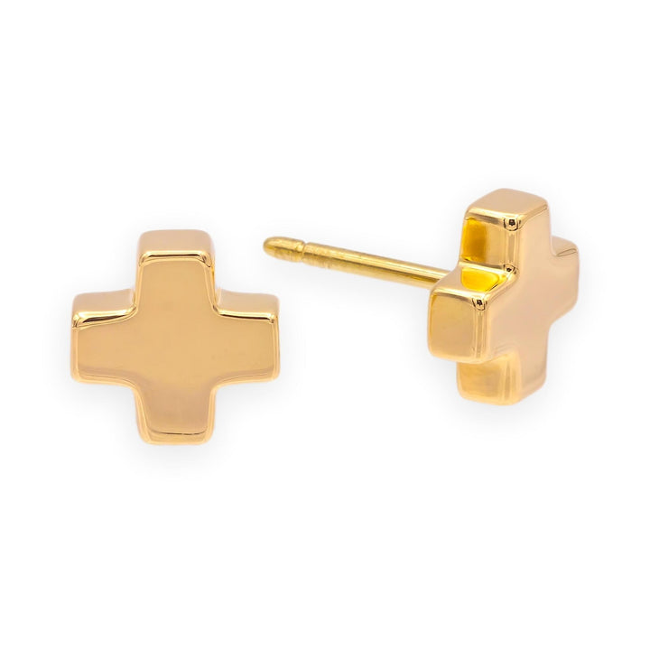 Tiffany & Co. Vintage 18K Yellow Gold Swiss Cross Studs Earrings 7.8mm x 3.3mm