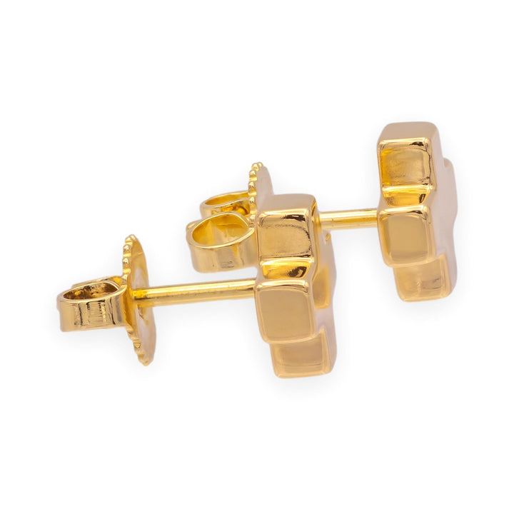 Tiffany & Co. Vintage 18K Yellow Gold Swiss Cross Studs Earrings 7.8mm x 3.3mm