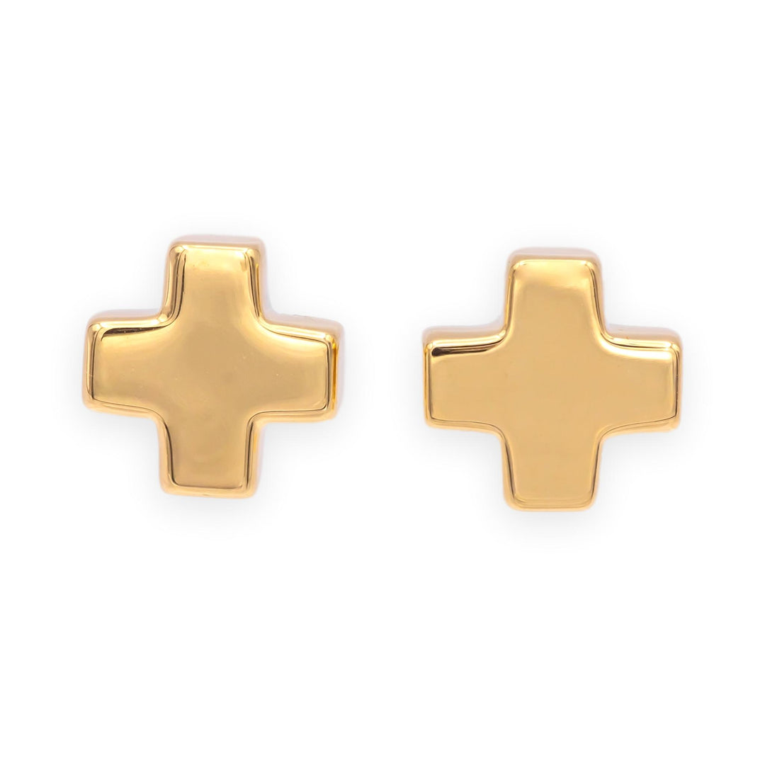Tiffany & Co. Vintage 18K Yellow Gold Swiss Cross Studs Earrings 7.8mm x 3.3mm