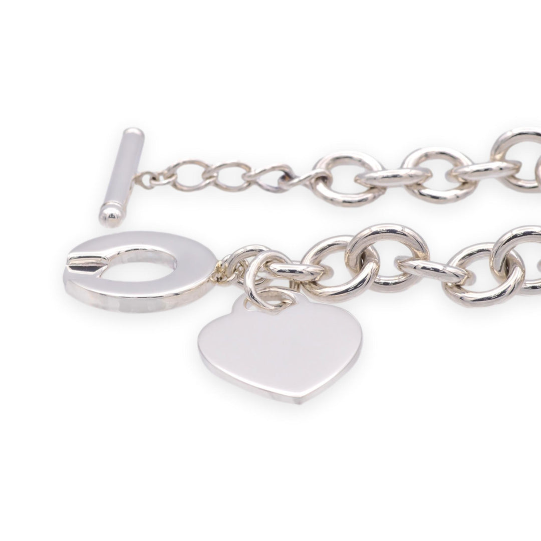 Tiffany & Co. Sterling Silver Heart Tag Charm Large Link Necklace 16.5" 10mm