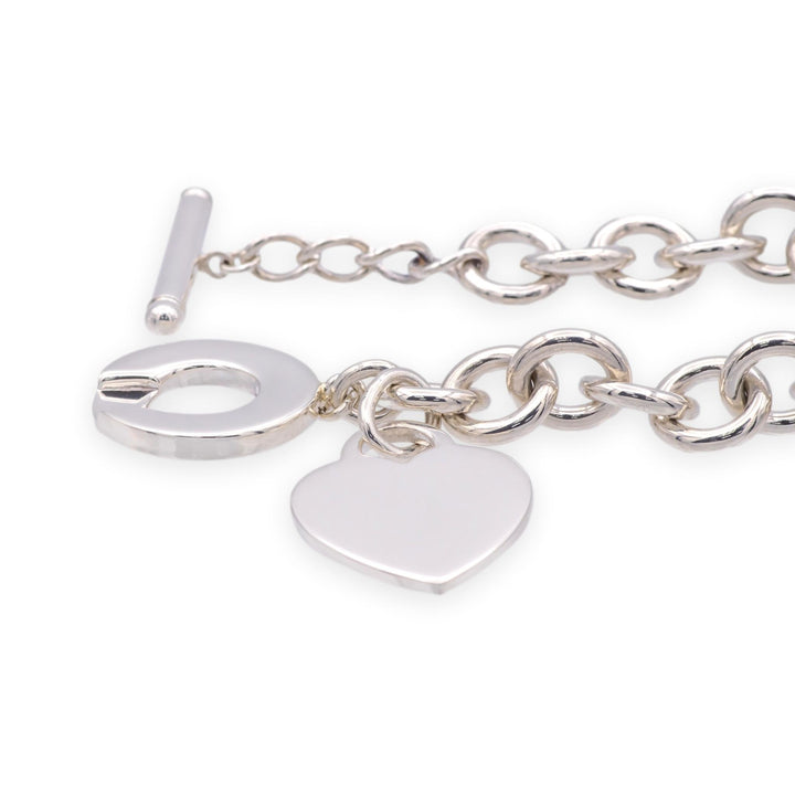 Tiffany & Co. Sterling Silver Heart Tag Charm Large Link Necklace 16.5" 10mm