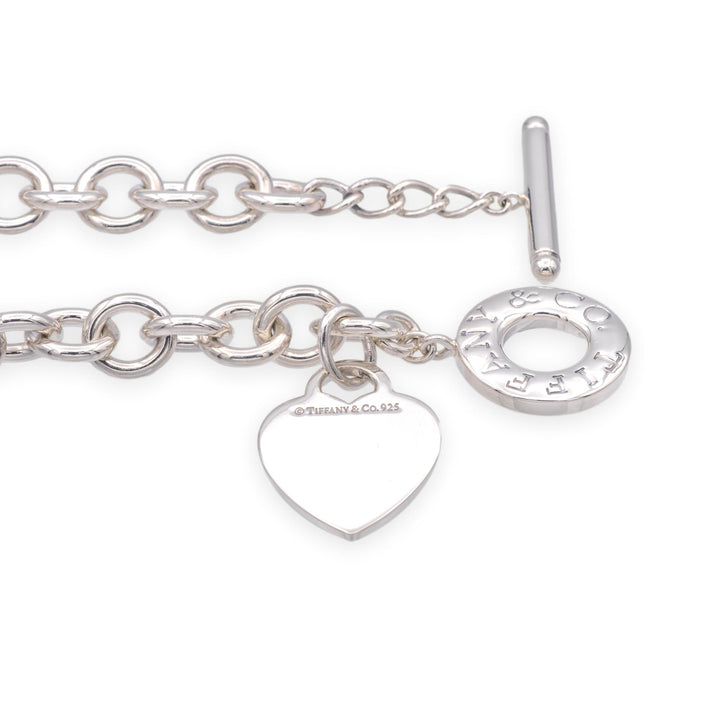 Tiffany & Co. Sterling Silver Heart Tag Charm Large Link Necklace 16.5" 10mm
