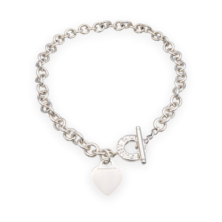 Tiffany & Co. Sterling Silver Heart Tag Charm Large Link Necklace 16.5" 10mm