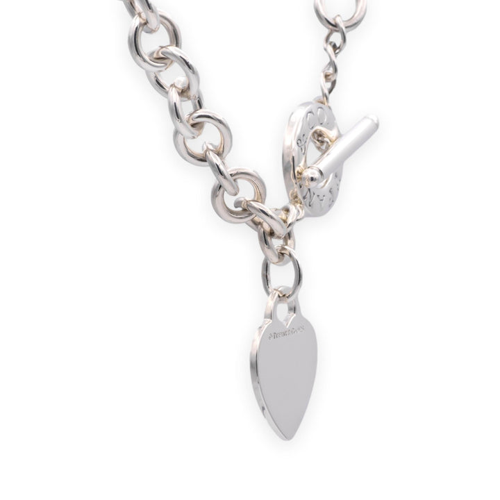 Tiffany & Co. Sterling Silver Heart Tag Charm Large Link Necklace 16.5" 10mm