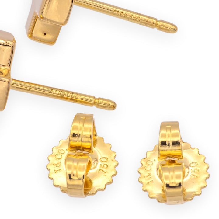 Tiffany & Co. Vintage 18K Yellow Gold Swiss Cross Studs Earrings 7.8mm x 2.6mm