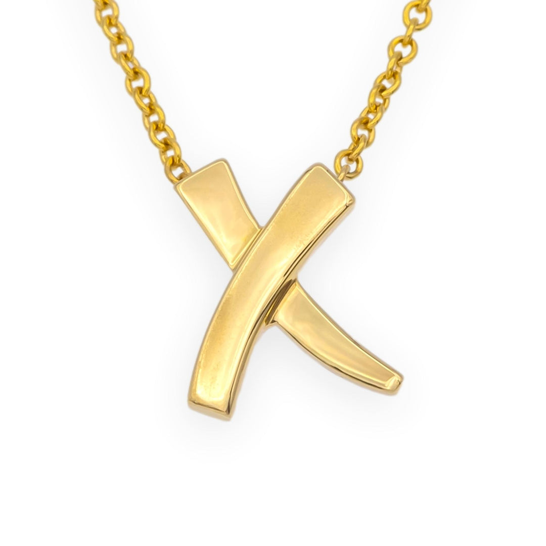 Vintage Tiffany & Co. Paloma Picasso 18K Gold Graffiti Mini X Pendant Necklace