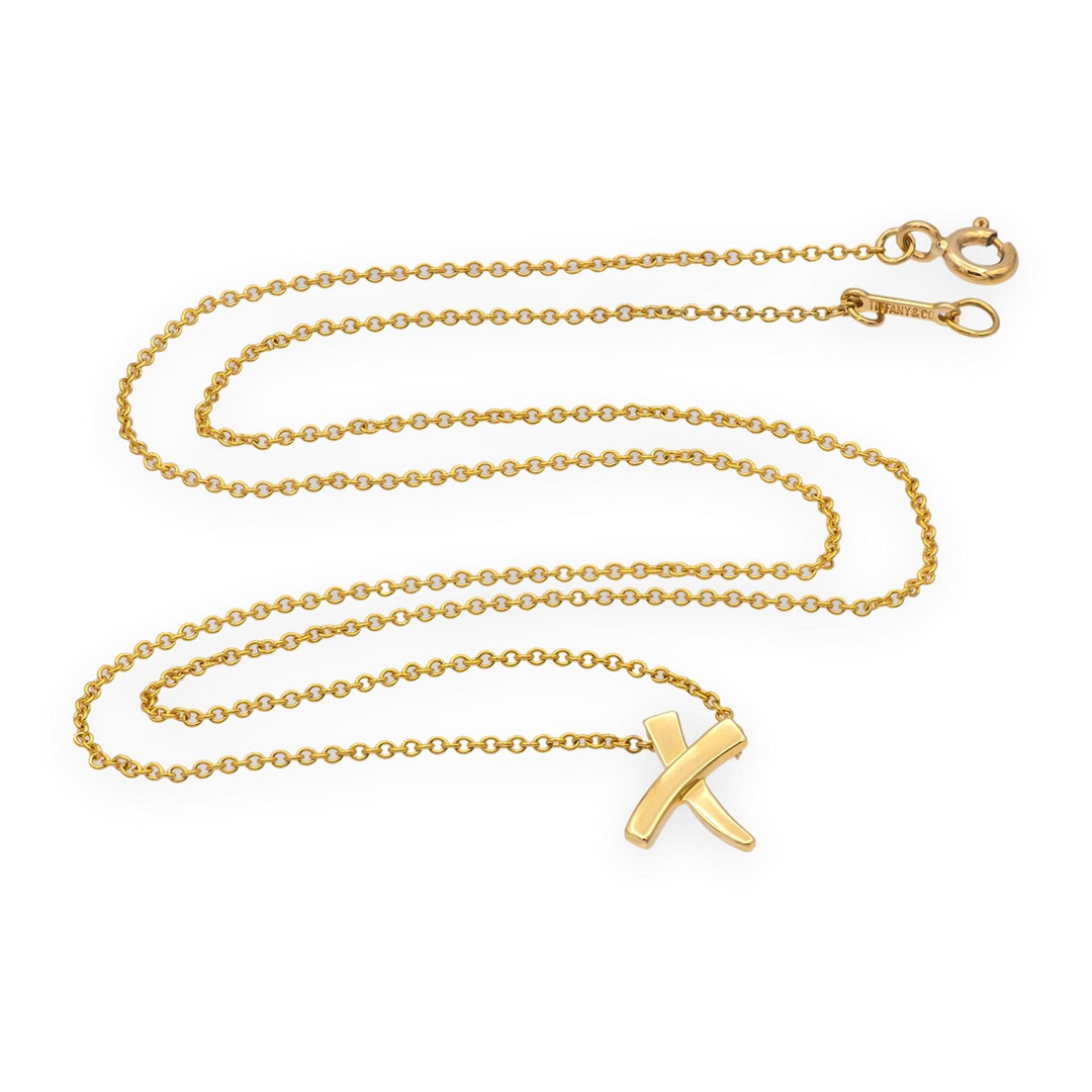 Vintage Tiffany & Co. Paloma Picasso 18K Gold Graffiti Mini X Pendant Necklace