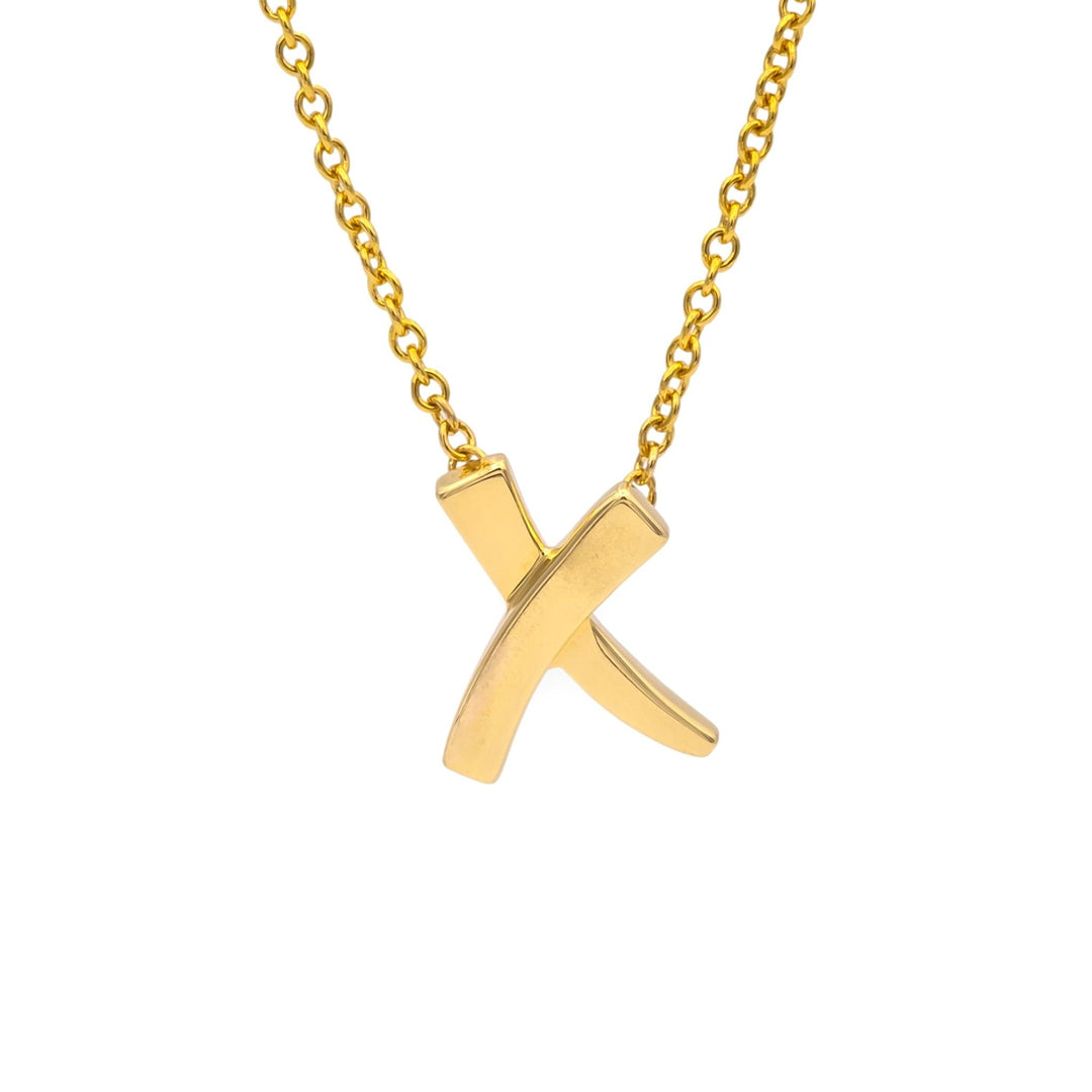 Vintage Tiffany & Co. Paloma Picasso 18K Gold Graffiti Mini X Pendant Necklace