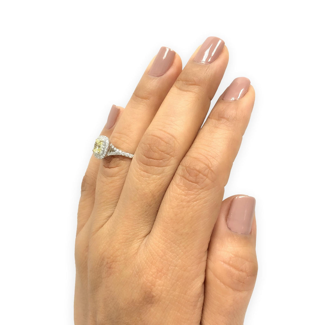 Tiffany & Co Soleste Intense Yellow Radiant Platinum Ring .68ct Int. Flawless