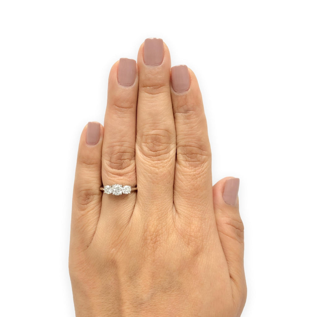 Tiffany & Co. Platinum Three Stone Diamond Engagement Ring 1.02ct Ttl. E VS