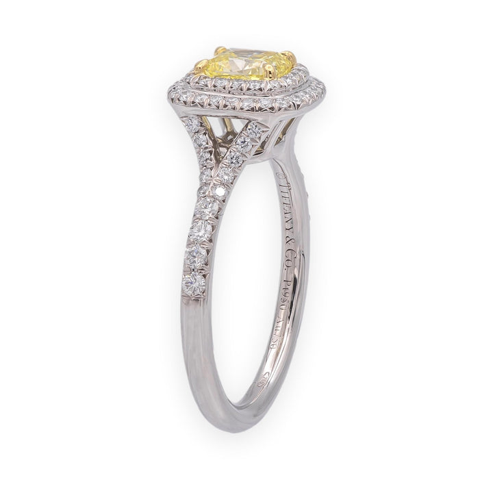 Tiffany & Co Soleste Intense Yellow Radiant Platinum Ring .68ct Int. Flawless