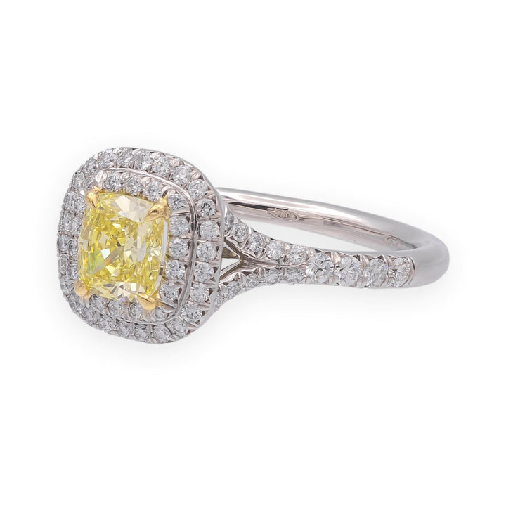 Tiffany & Co Soleste Intense Yellow Radiant Platinum Ring .68ct Int. Flawless