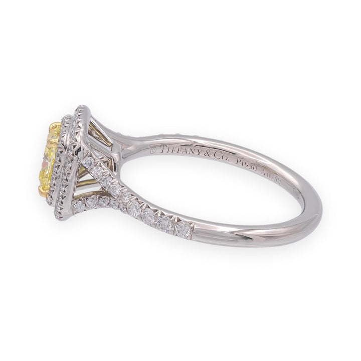 Tiffany & Co Soleste Intense Yellow Radiant Platinum Ring .68ct Int. Flawless