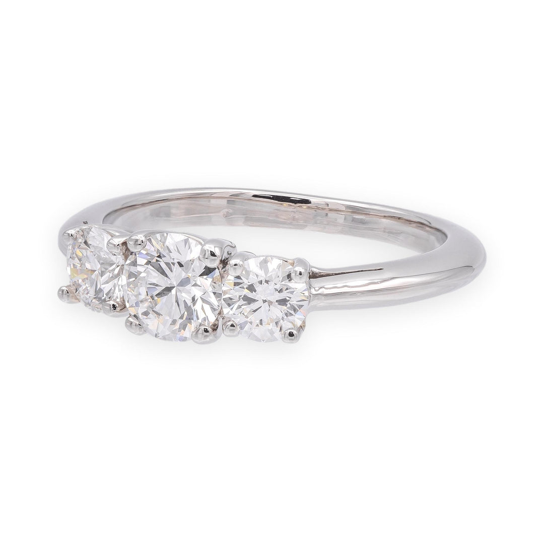 Tiffany & Co. Platinum Three Stone Diamond Engagement Ring 1.02ct Ttl. E VS