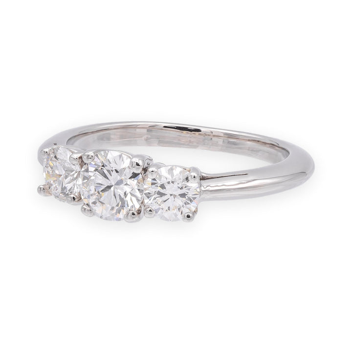 Tiffany & Co. Platinum Three Stone Diamond Engagement Ring 1.02ct Ttl. E VS