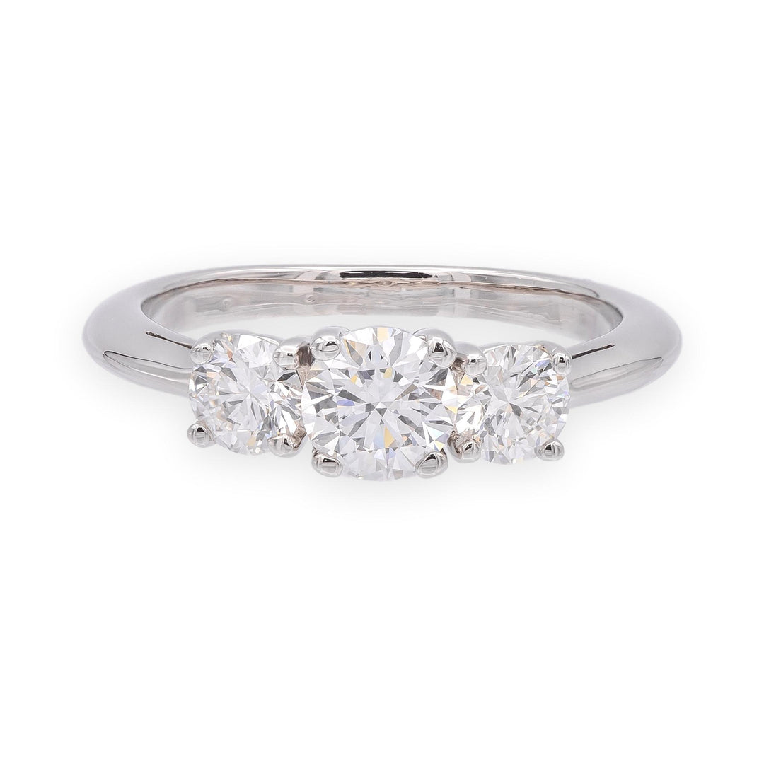 Tiffany & Co. Platinum Three Stone Diamond Engagement Ring 1.02ct Ttl. E VS