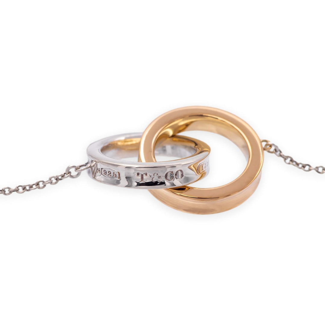 Tiffany & Co. 1837 Interlocking Circles Necklace Sterling Silver & 18K Rose Gold