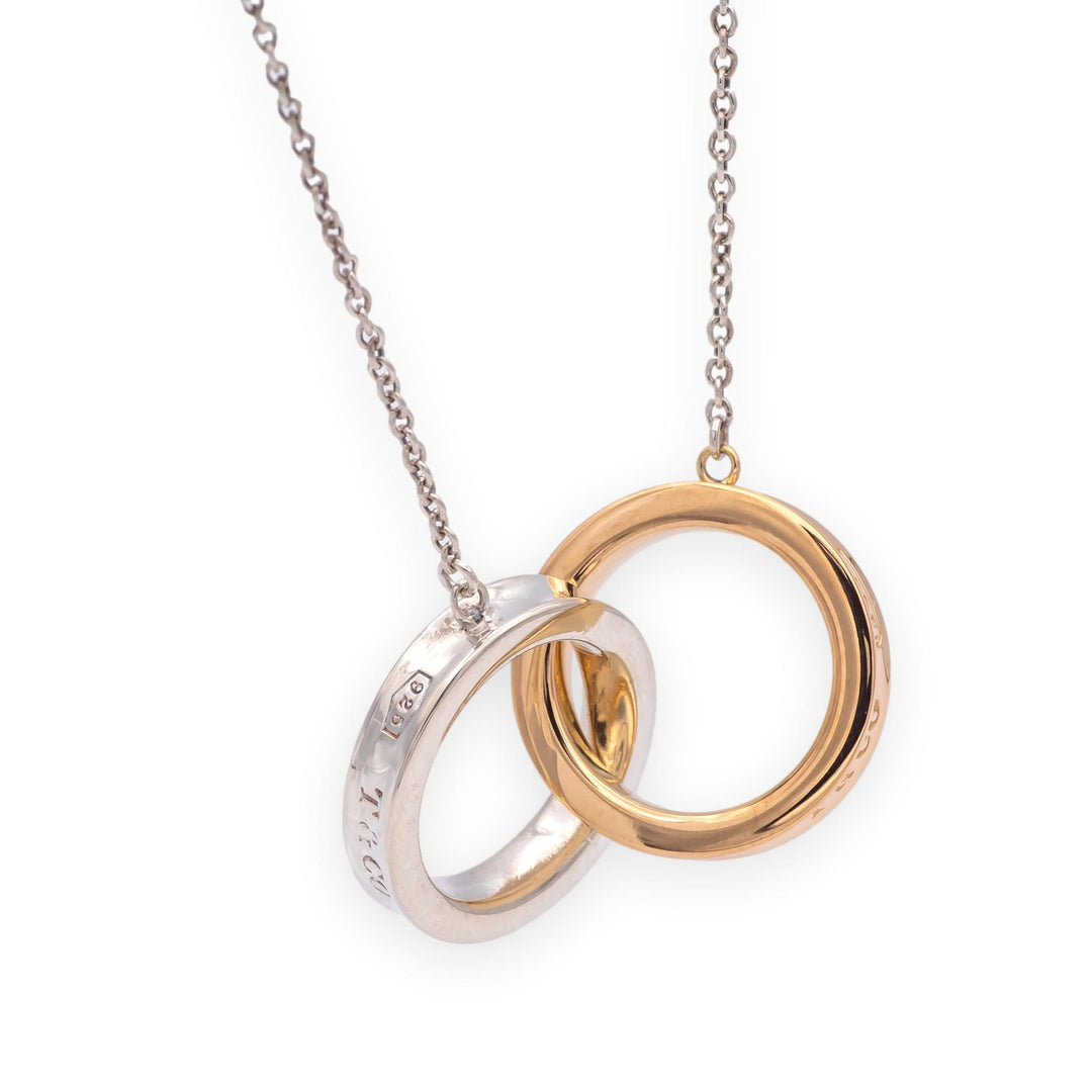 Tiffany & Co. 1837 Interlocking Circles Necklace Sterling Silver & 18K Rose Gold