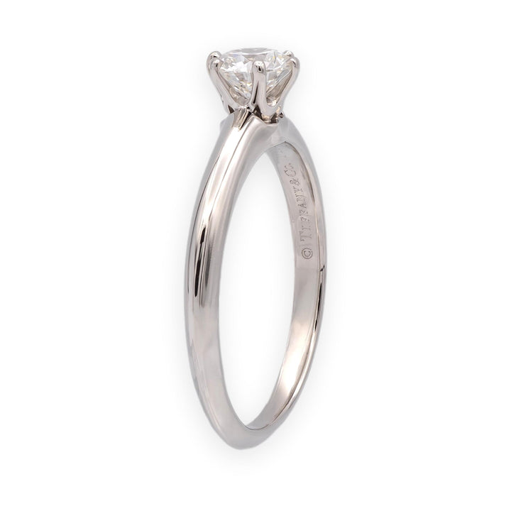 Tiffany & Co. Platinum .57 ct F VS2 Diamond Solitaire Engagement Ring w/papers
