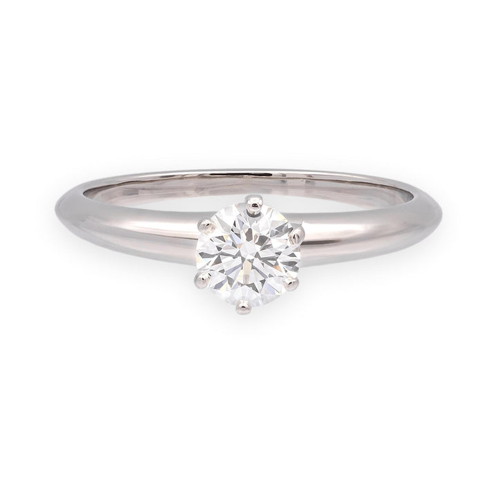 Tiffany & Co. Platinum .57 ct F VS2 Diamond Solitaire Engagement Ring w/papers