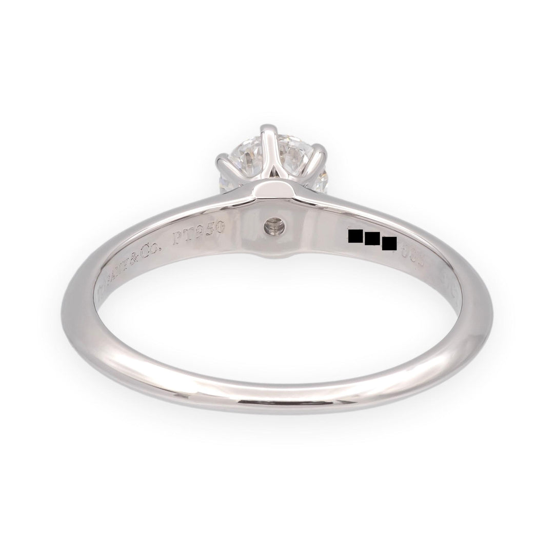 Tiffany & Co. Platinum .57 ct F VS2 Diamond Solitaire Engagement Ring w/papers