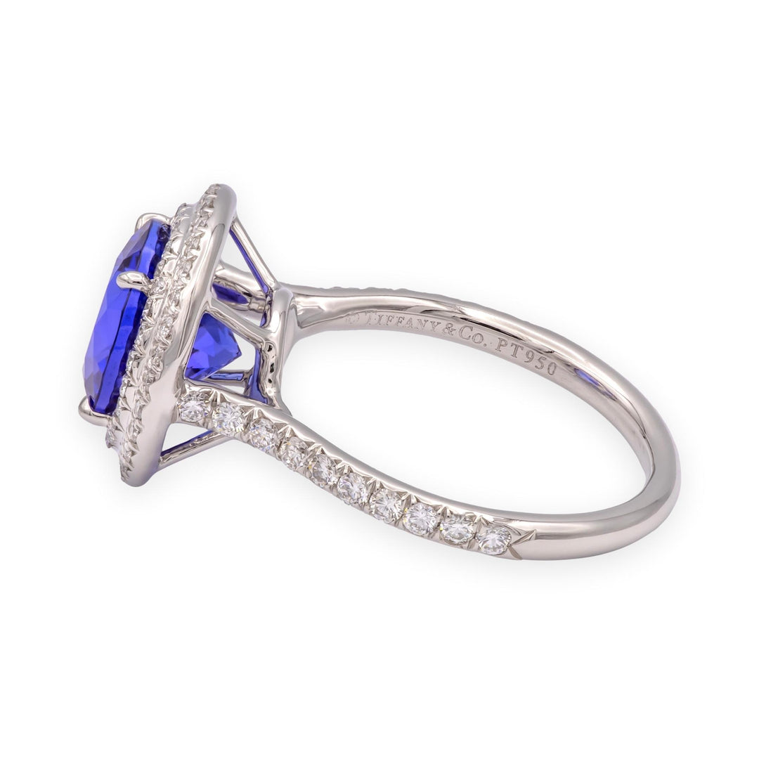 Tiffany & Co. Platinum Double Soleste Round Shape 3ct Tanzanite Diamond Ring