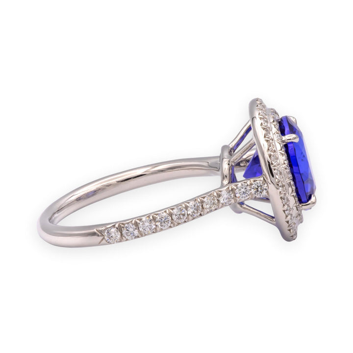 Tiffany & Co. Platinum Double Soleste Round Shape 3ct Tanzanite Diamond Ring