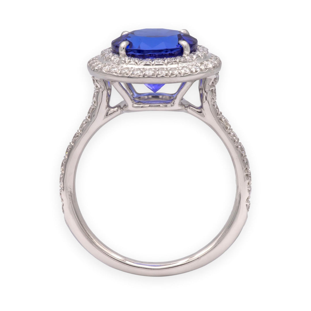 Tiffany & Co. Platinum Double Soleste Round Shape 3ct Tanzanite Diamond Ring