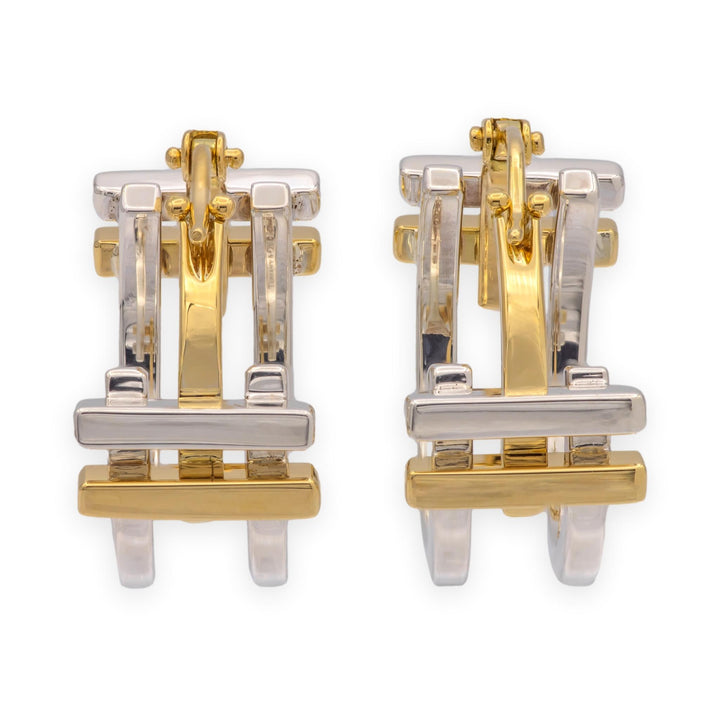 Vintage Tiffany & Co. Frank Gehry Axis Hoop Earrings 18K Gold & Sterling Silver