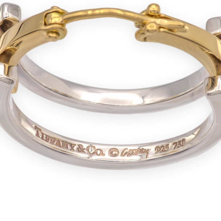 Vintage Tiffany & Co. Frank Gehry Axis Hoop Earrings 18K Gold & Sterling Silver