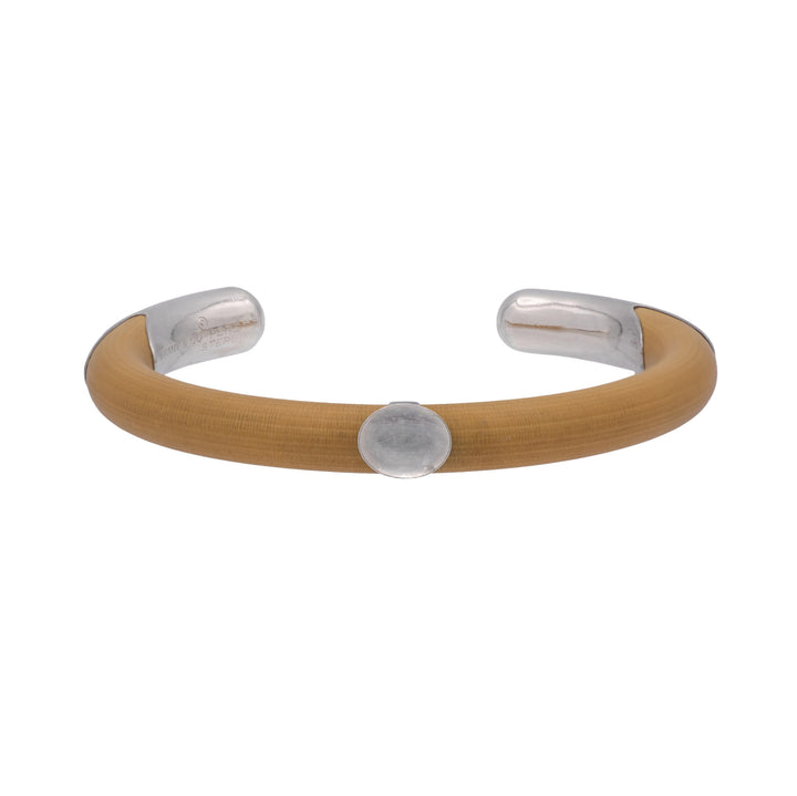 Tiffany & Co. Elsa Peretti Silver/ Rattan Wood Cuff Bracelet - Large/XL c.1976