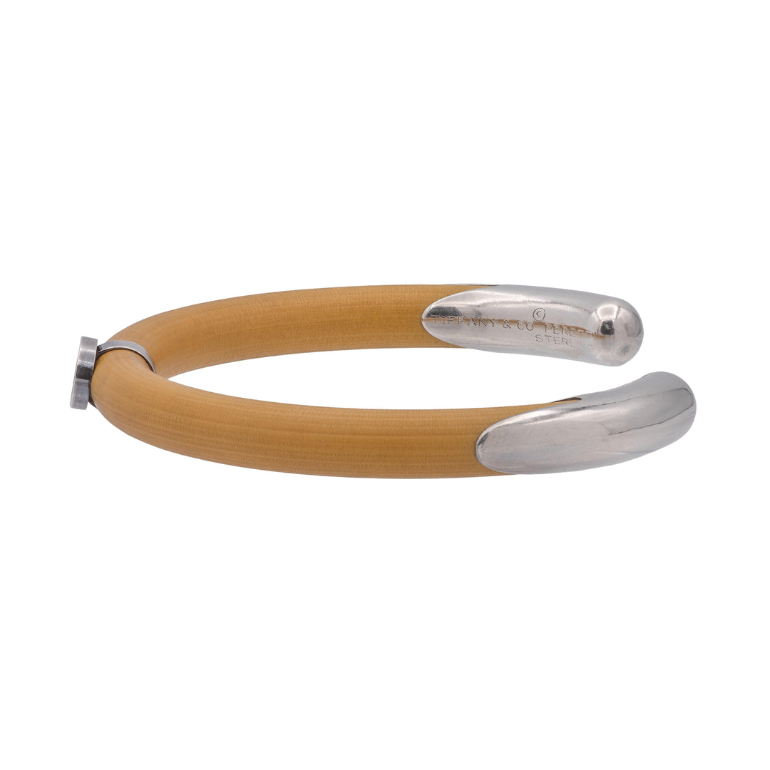 Tiffany & Co. Elsa Peretti Silver/ Rattan Wood Cuff Bracelet - Large/XL c.1976