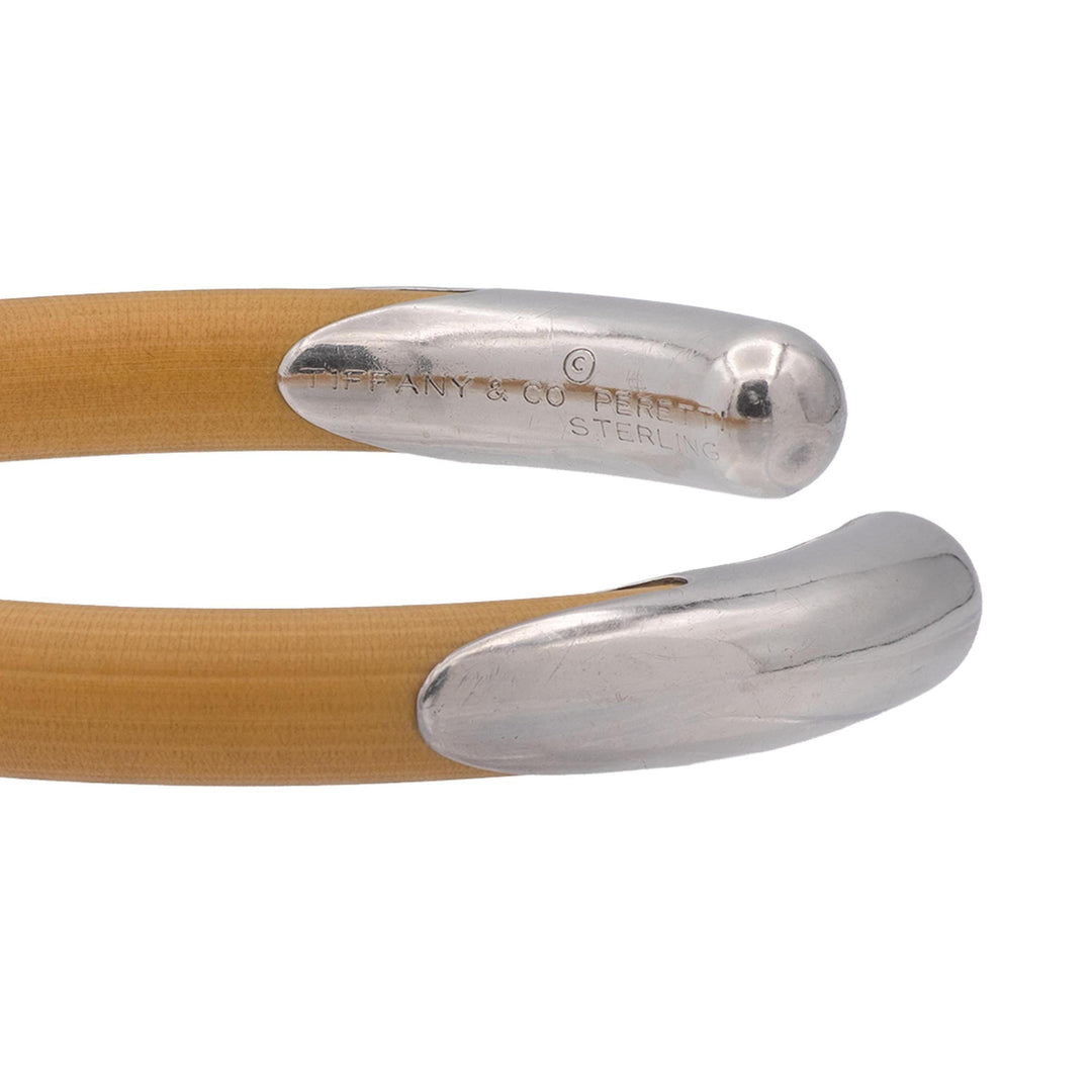 Tiffany & Co. Elsa Peretti Silver/ Rattan Wood Cuff Bracelet - Large/XL c.1976
