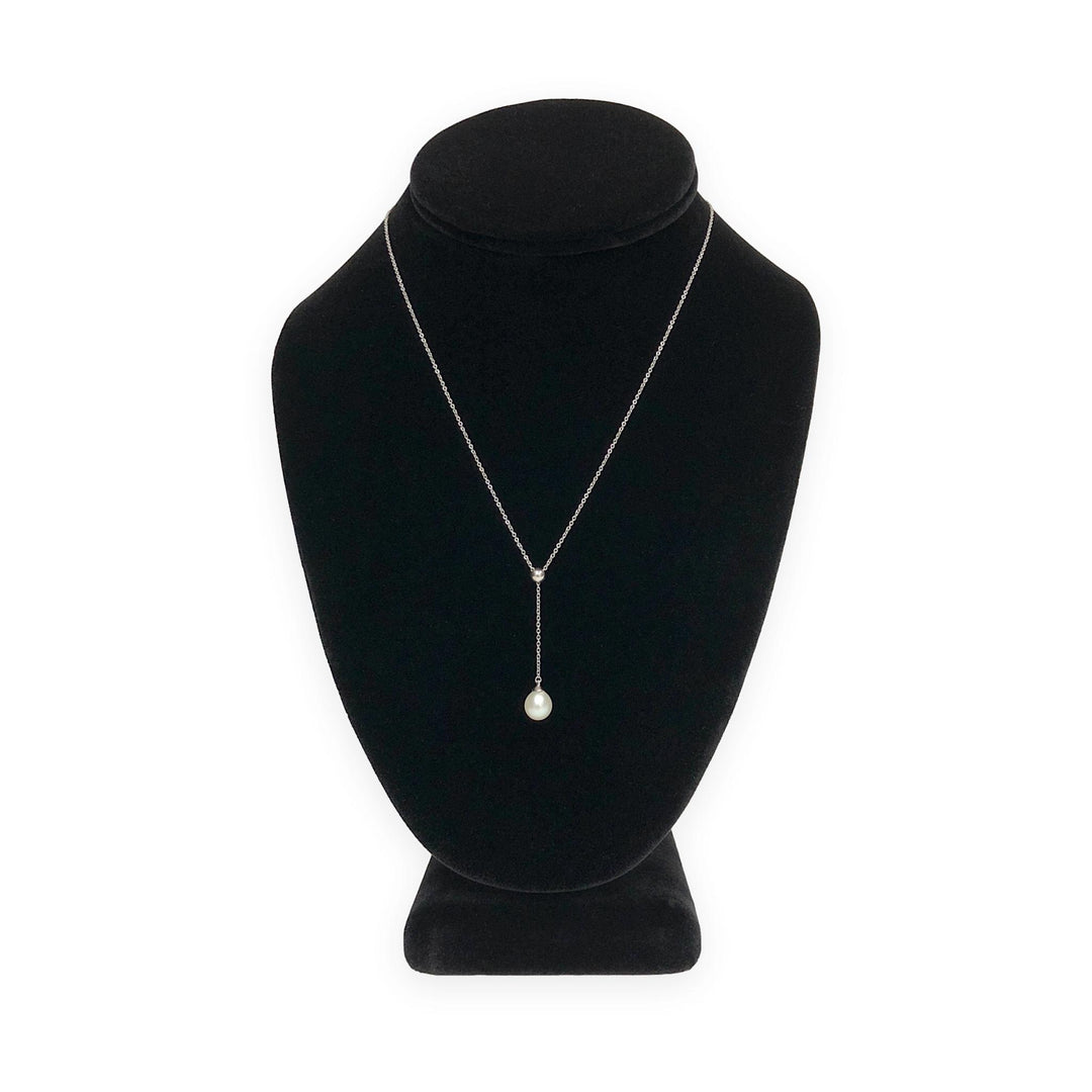 Tiffany & Co. 18K White Gold Pearl Y-Drop Necklace — 16"