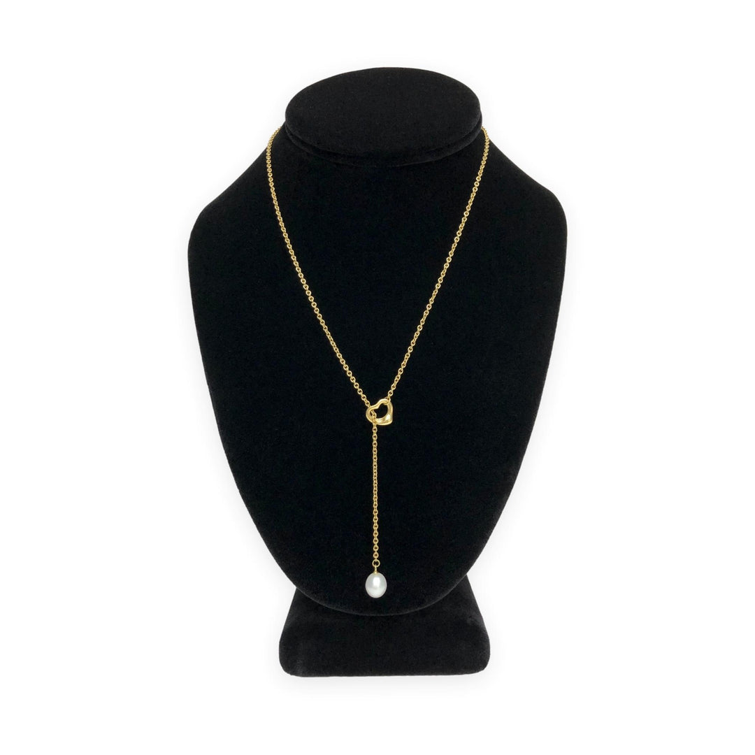 Tiffany & Co. Elsa Peretti 18K Yellow Gold Open Heart Lariat Necklace 18.5"