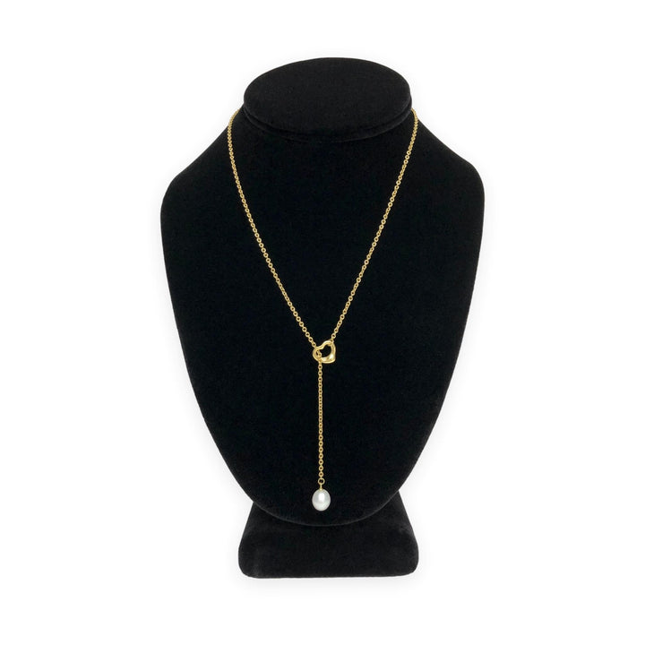 Tiffany & Co. Elsa Peretti 18K Yellow Gold Open Heart Lariat Necklace 18.5"