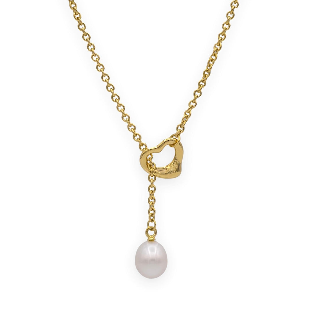 Tiffany & Co. Elsa Peretti 18K Yellow Gold Open Heart Lariat Necklace 18.5"