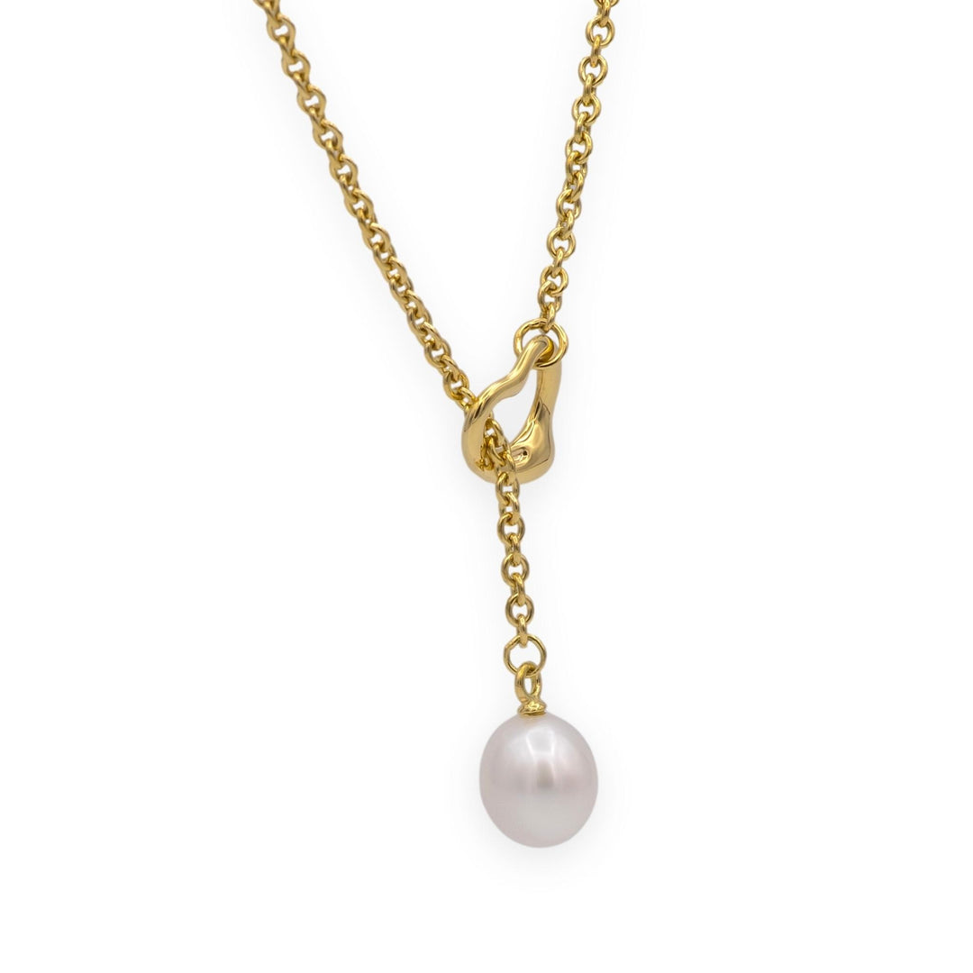 Tiffany & Co. Elsa Peretti 18K Yellow Gold Open Heart Lariat Necklace 18.5"