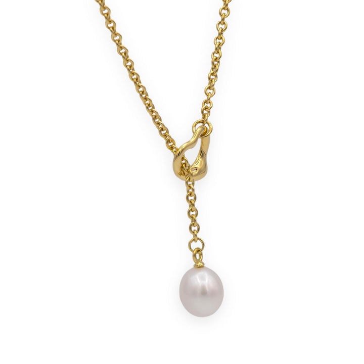 Tiffany & Co. Elsa Peretti 18K Yellow Gold Open Heart Lariat Necklace 18.5"