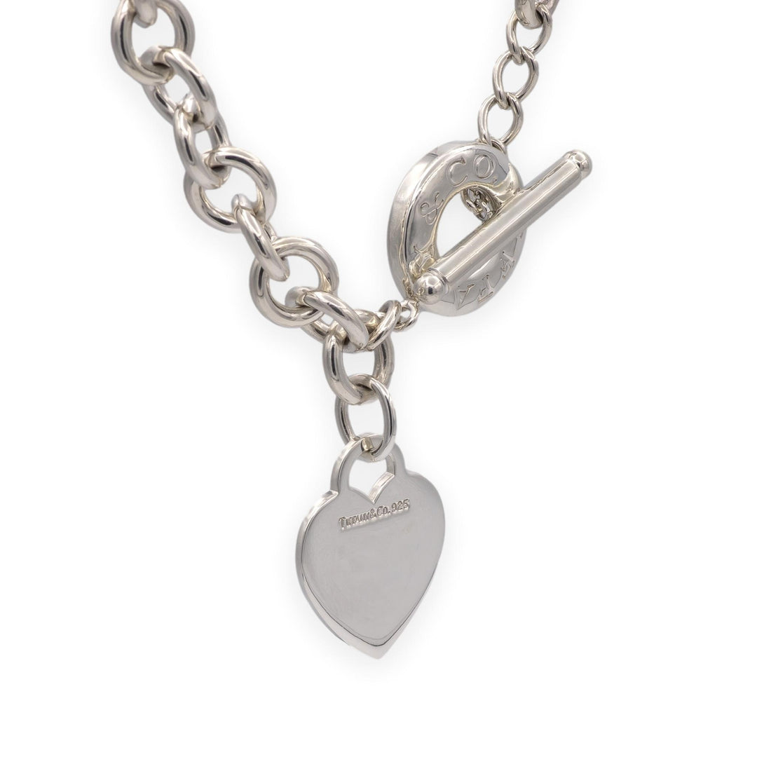 Tiffany & Co. Sterling Silver Heart Tag Charm Large Link Necklace 16.5" 10mm