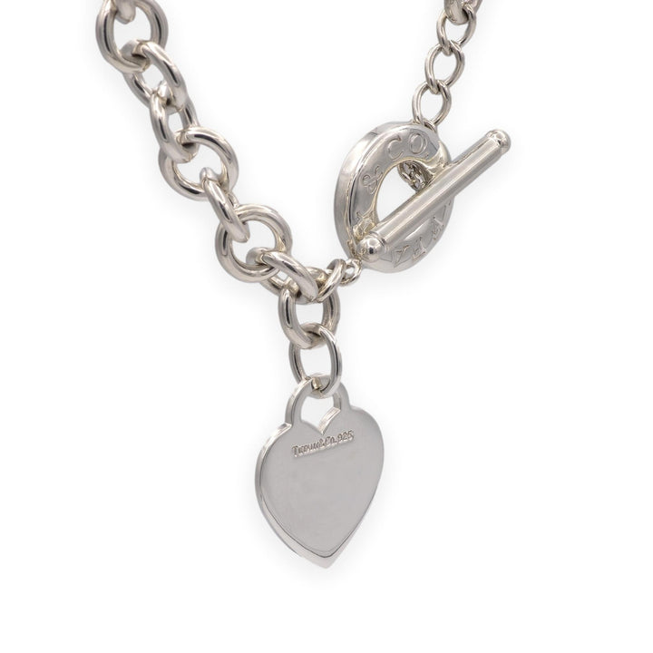 Tiffany & Co. Sterling Silver Heart Tag Charm Large Link Necklace 16.5" 10mm