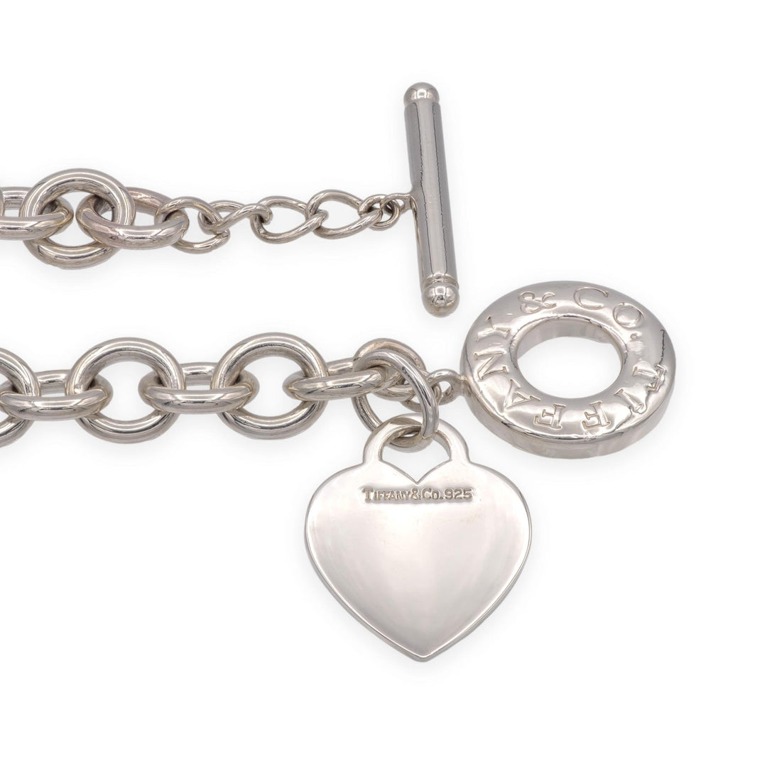 Tiffany & Co. Sterling Silver Heart Tag Charm Large Link Necklace 16.5" 10mm