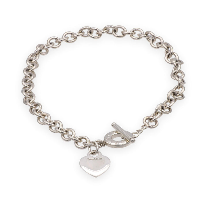 Tiffany & Co. Sterling Silver Heart Tag Charm Large Link Necklace 16.5" 10mm