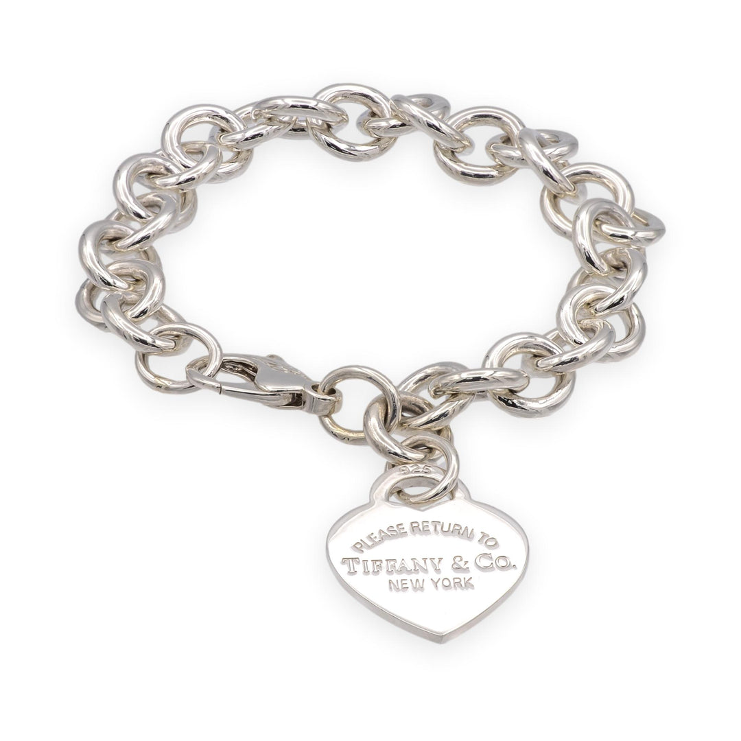 Tiffany & Co. Silver Return to Tiffany Heart Tag Link Bracelet 7.5" - 10mm