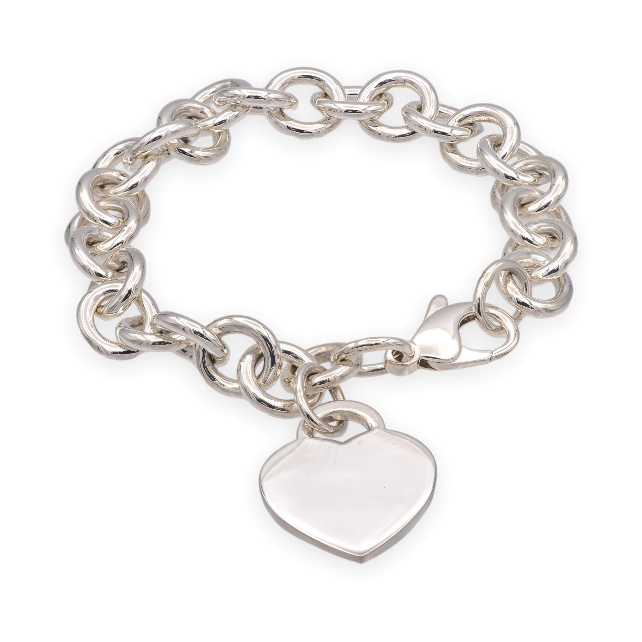 Tiffany & Co. Silver Return to Tiffany Heart Tag Link Bracelet 7.5