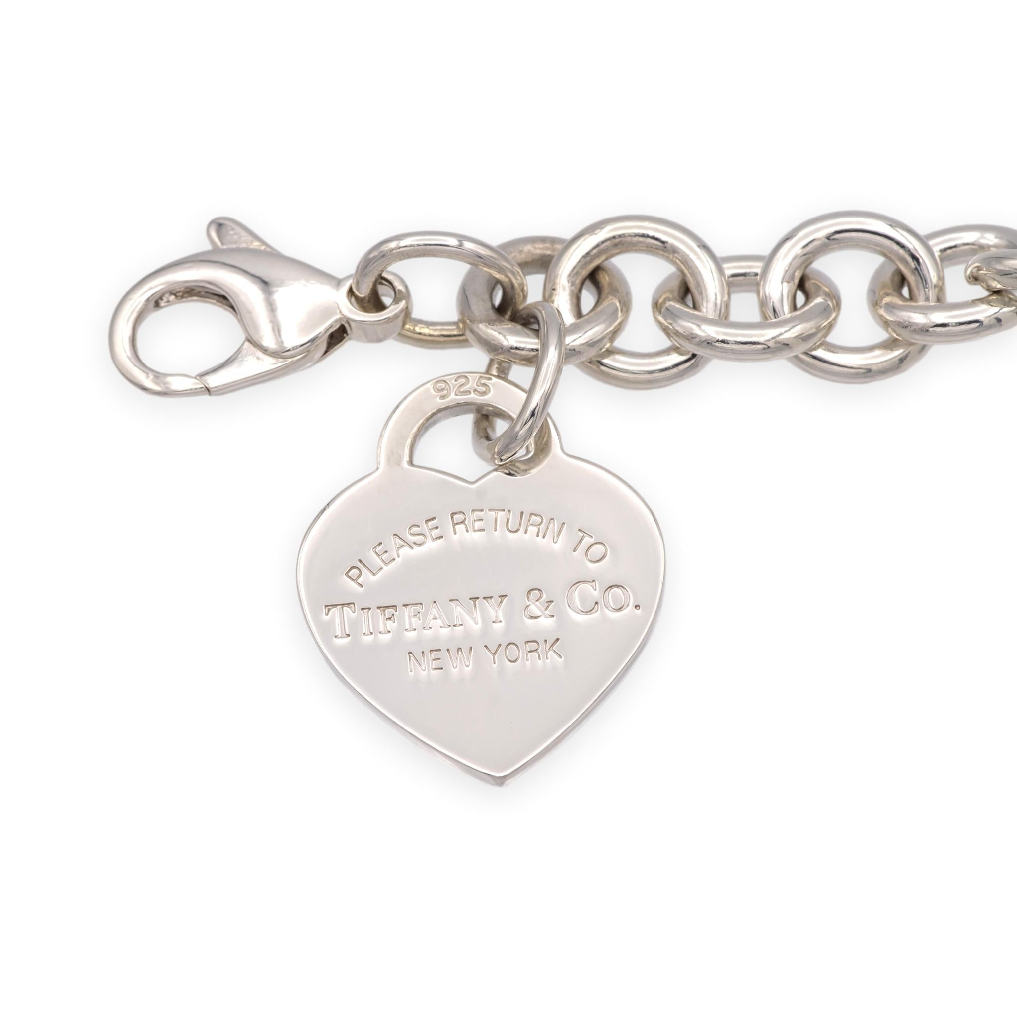 Tiffany & Co. Silver Return to Tiffany Heart Tag Link Bracelet 7.5