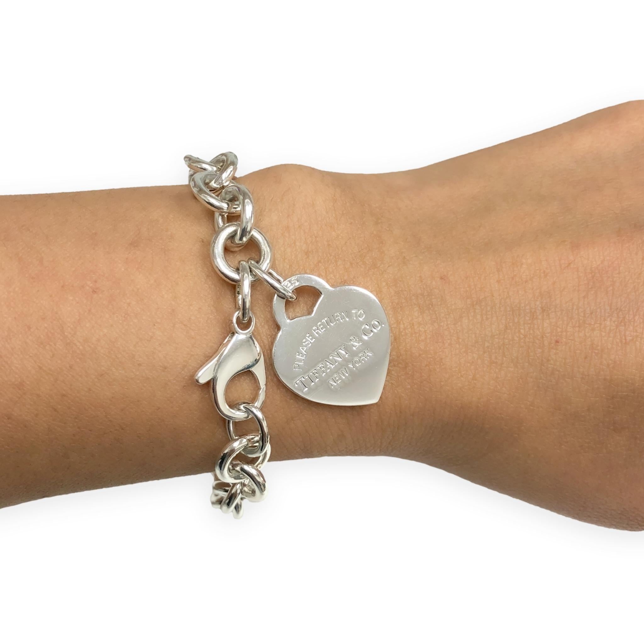 Tiffany & Co. Silver Return to Tiffany Heart Tag Link Bracelet 7.5