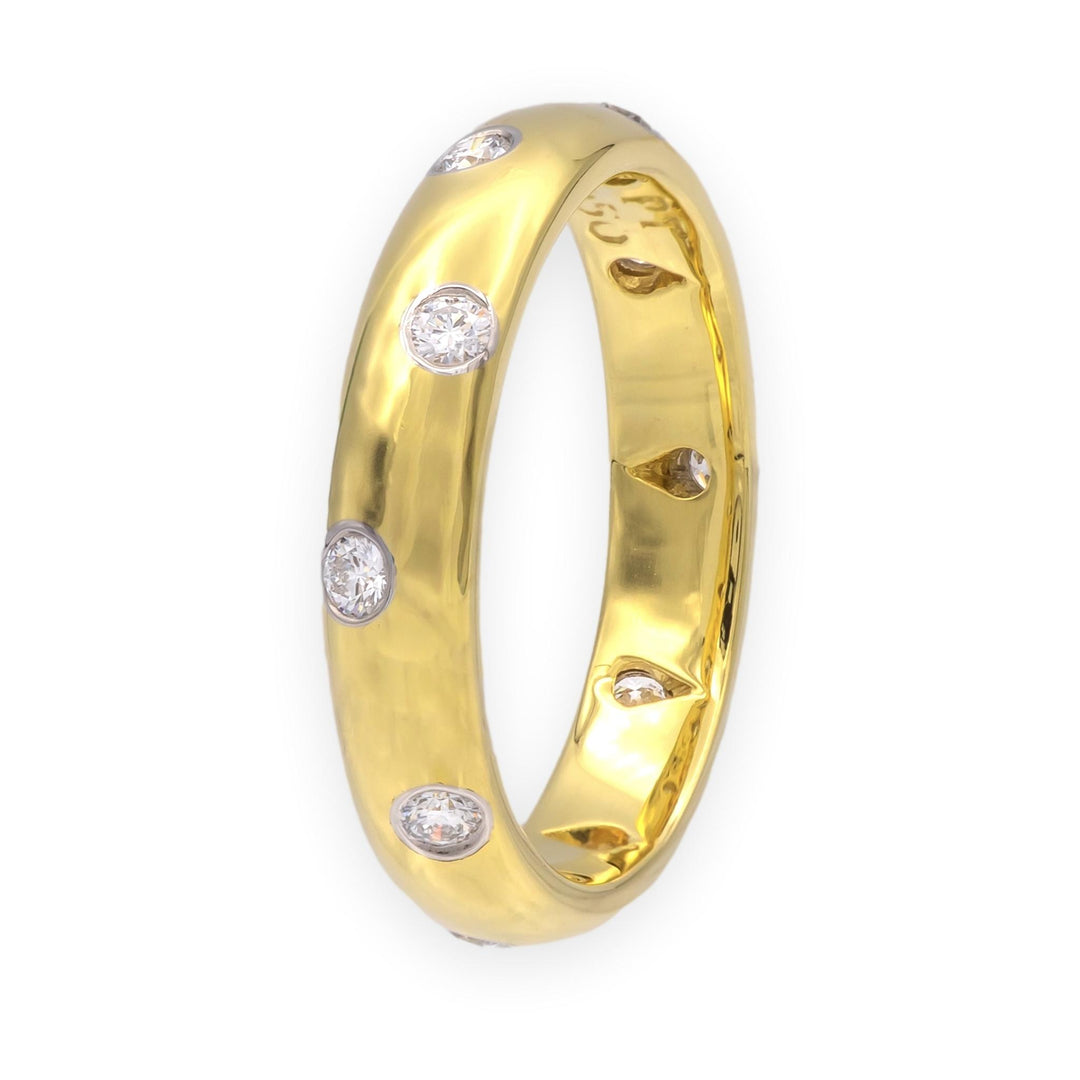 Tiffany & Co. 18K Yellow Gold + Platinum Etoile Diamond Band Ring Size 5.5 3.8mm