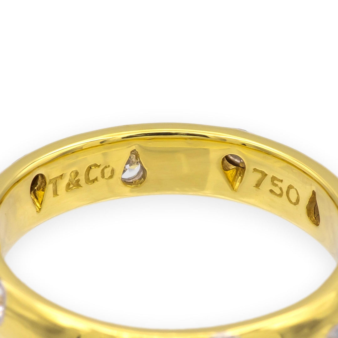 Tiffany & Co. 18K Yellow Gold + Platinum Etoile Diamond Band Ring Size 5.5 3.8mm