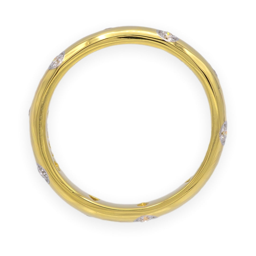 Tiffany & Co. 18K Yellow Gold + Platinum Etoile Diamond Band Ring Size 5.5 3.8mm